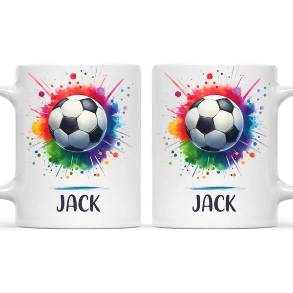 Kids Personalised Soccer Mug – Custom Name Football Gift for Young Players