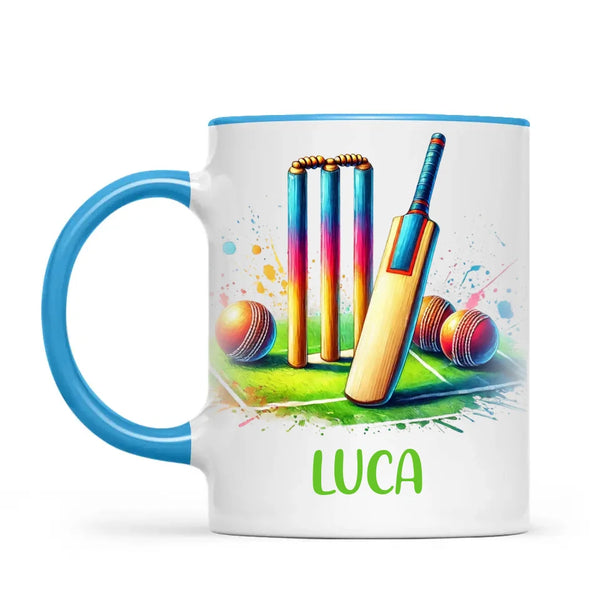 Personalised Kids Cricket Mug with Name – Custom Cricket Gift for Young Players