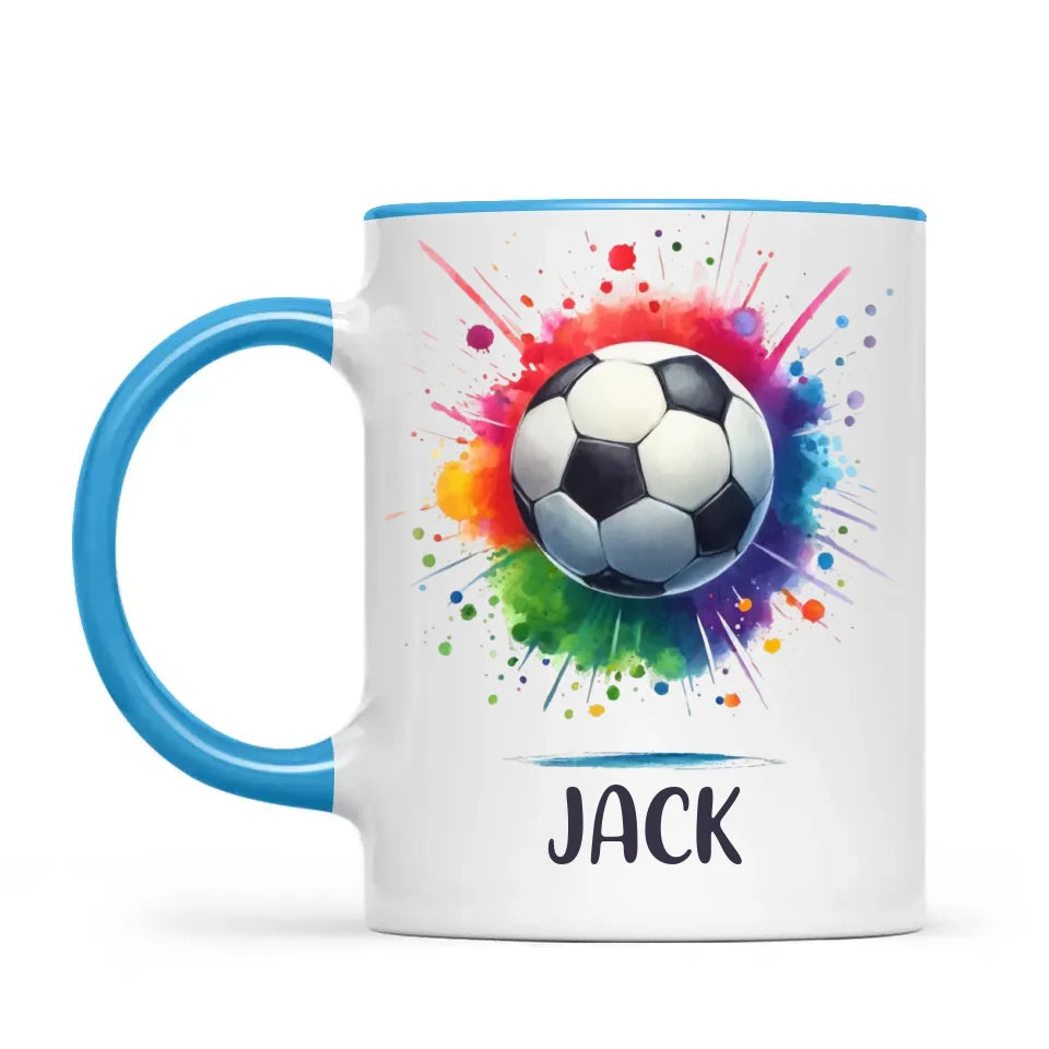 Kids Personalised Soccer Mug – Custom Name Football Gift for Young Players