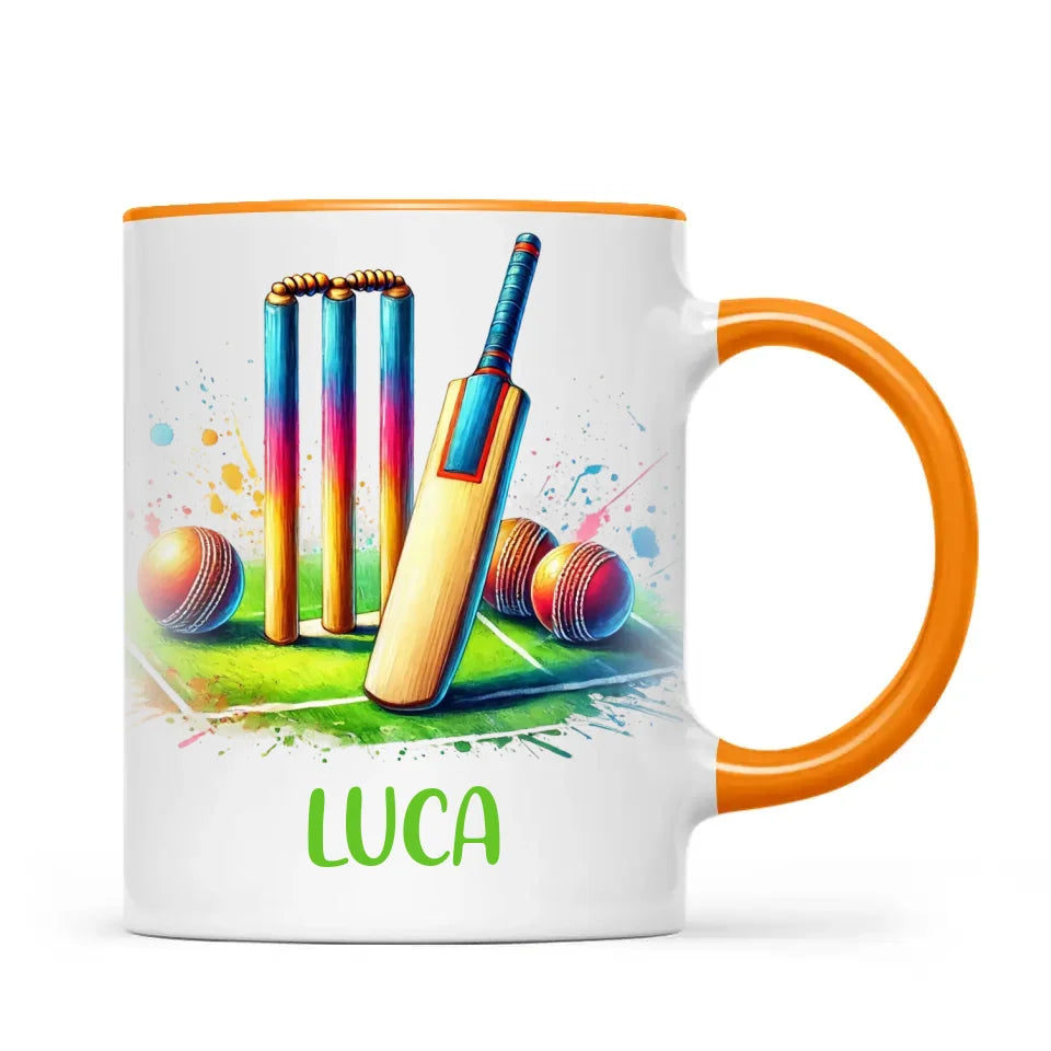 Personalised Kids Cricket Mug with Name – Custom Cricket Gift for Young Players