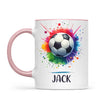 Kids Personalised Soccer Mug – Custom Name Football Gift for Young Players