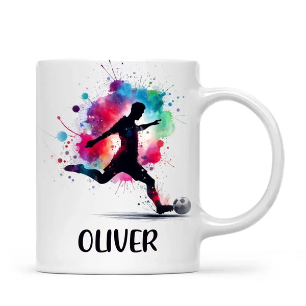 Personalised Kids Soccer Mug with Name – Custom Football Gift for Young Players