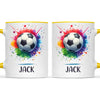 Kids Personalised Soccer Mug – Custom Name Football Gift for Young Players