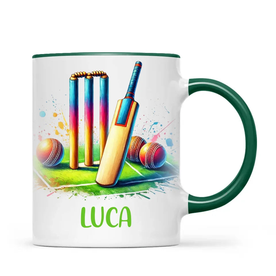 Personalised Kids Cricket Mug with Name – Custom Cricket Gift for Young Players