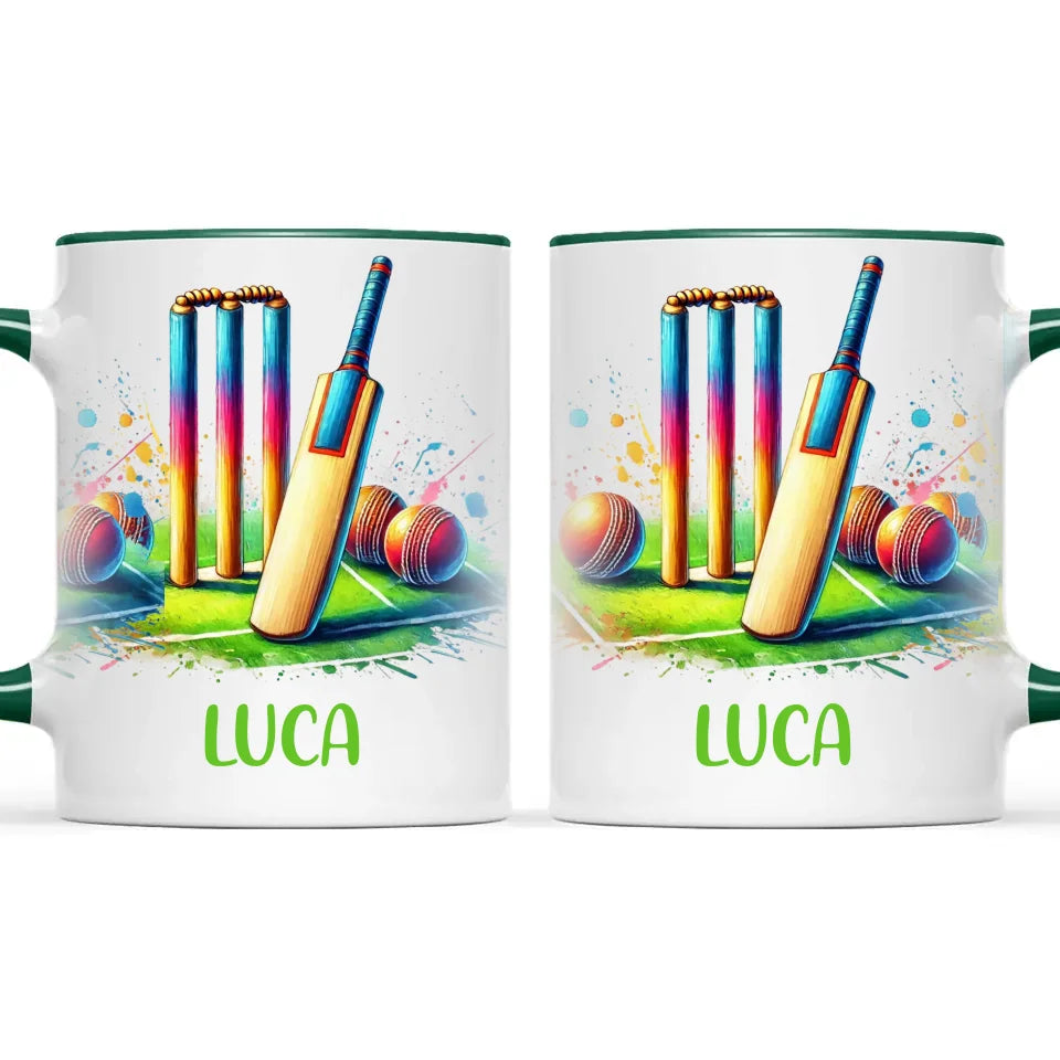 Personalised Kids Cricket Mug with Name – Custom Cricket Gift for Young Players