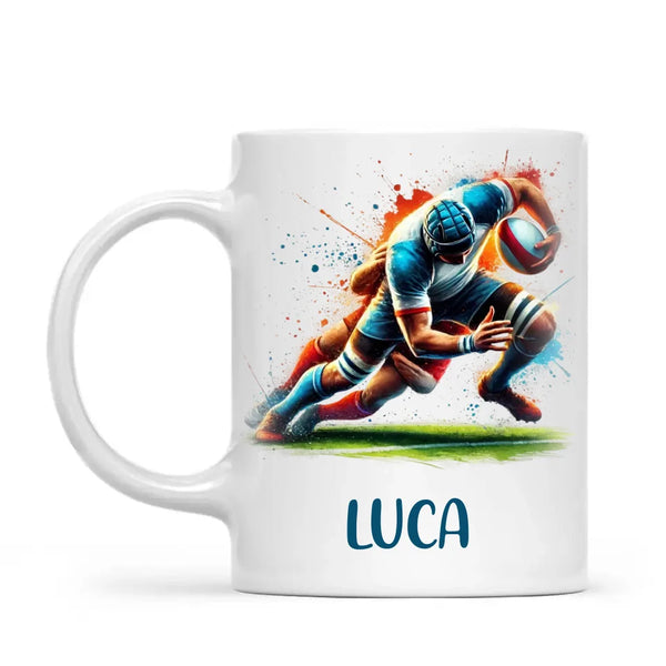 Personalised Kids Rugby Mug with Name – Custom Rugby Gift for Young Players