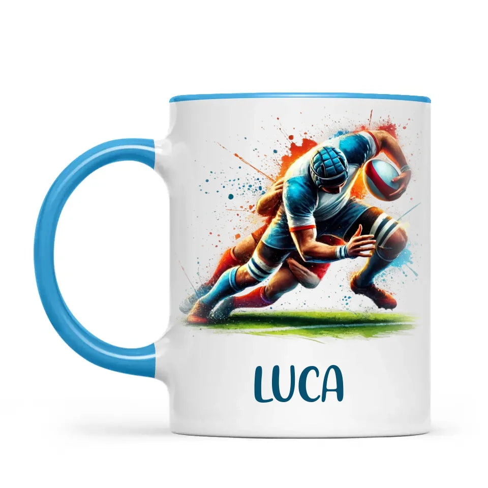 Personalised Kids Rugby Mug with Name – Custom Rugby Gift for Young Players