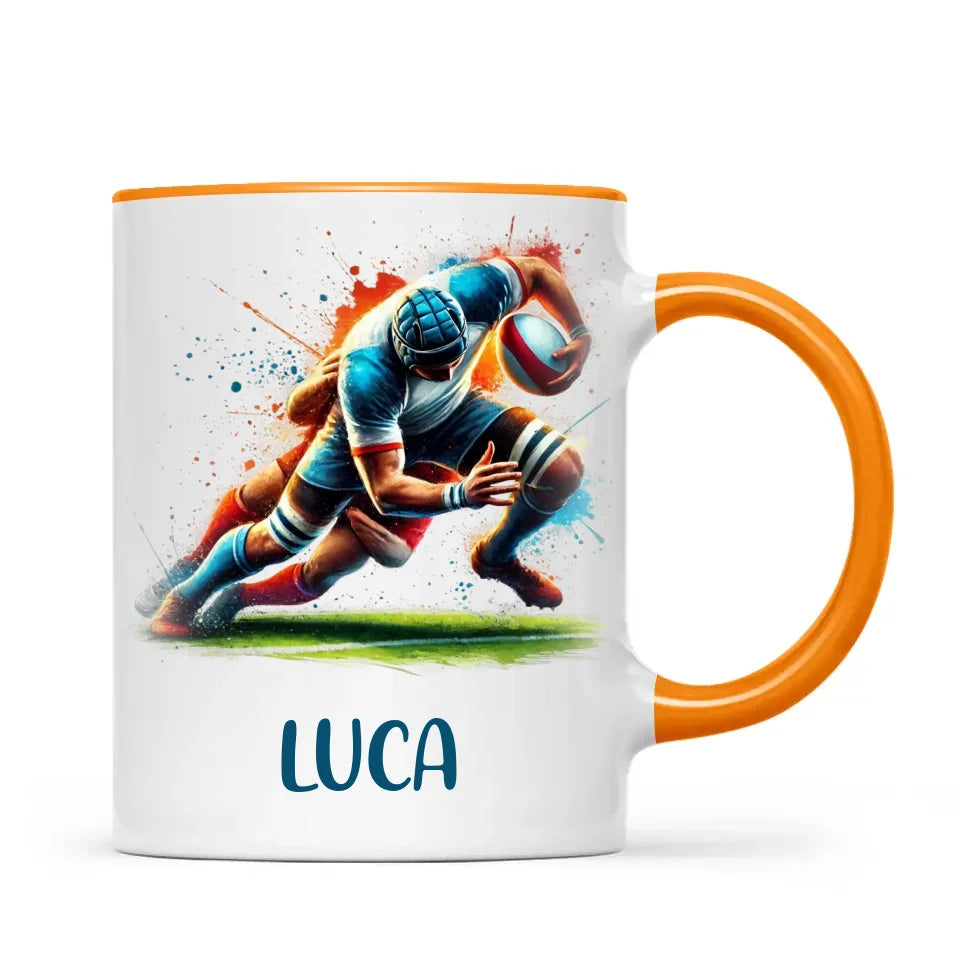 Personalised Kids Rugby Mug with Name – Custom Rugby Gift for Young Players