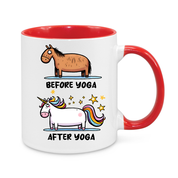 Before & After Yoga Mug – Funny Horse to Unicorn Transformation Gift for Yoga Lovers