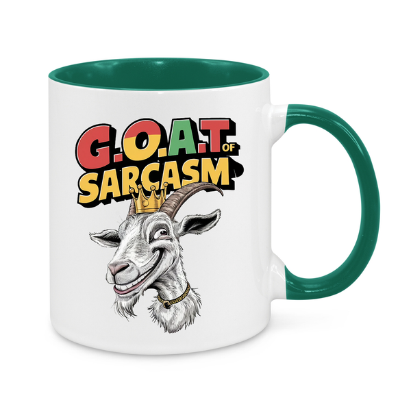 Funny GOAT Mug – "G.O.A.T of Sarcasm" – Hilarious 11oz Coffee Cup – Perfect Gift for Sarcastic Friends & Witty Coworkers