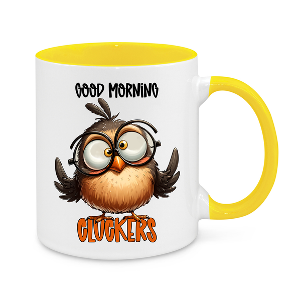 Funny Owl Mug – "Good Morning Cluckers" – Hilarious 11oz Coffee Cup – Perfect Gift for Early Birds & Sarcasm Lovers