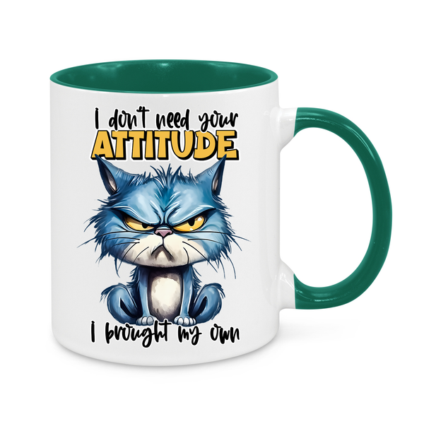 Grumpy Cat Mug – "I Don’t Need Your Attitude, I Brought My Own" – Funny 11oz Coffee Cup – Perfect Gift for Cat Lovers & Sarcasm Fans