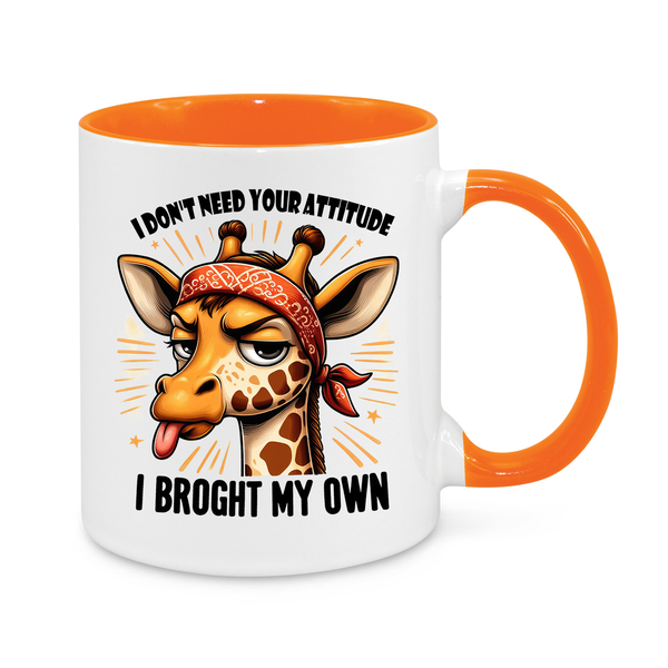 Sassy Giraffe Mug – "I Don’t Need Your Attitude, I Brought My Own" – Funny 11oz Coffee Cup – Quirky Gift for Sarcasm & Sass Lovers