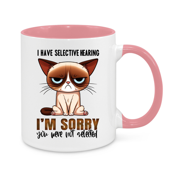 Selective Hearing Funny Cat Mug – Grumpy & Hilarious Gift for Cat Lovers