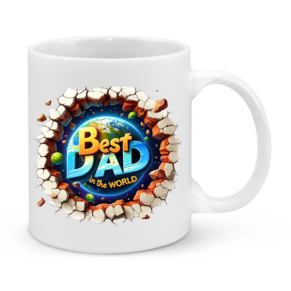 Best Dad in the World Mug – 11oz Ceramic Coffee Cup – Gift for Dad’s Birthday, Father’s Day or Christmas