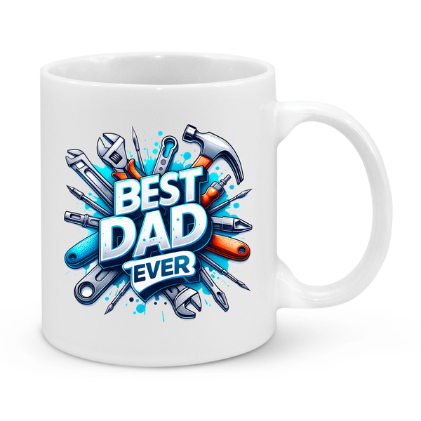 Best Dad Ever Mug – Tool-Themed 11oz Coffee Cup – Perfect Gift for Handy Dads, Father’s Day or Birthday