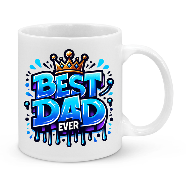 Best Dad Ever Mug - 11oz Personalised Coffee Cup - Father’s Day Gift - Birthday Gift for Dad - Crown Design Novelty Mug for Dad from Kids