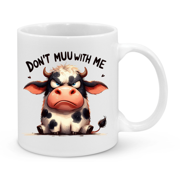 Funny Cow Mug – "Don’t Muu With Me" – Hilarious 11oz Coffee Cup – Perfect Gift for Sarcasm Lovers & Cow Enthusiasts