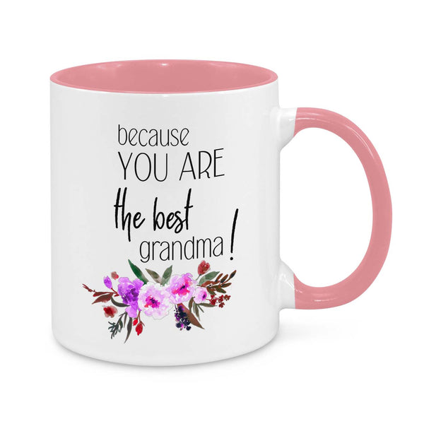 Because You Are the Best Grandma – Beautiful Floral Personalised Grandma Mug | Thoughtful Gift for Nana, Granny, or Gigi