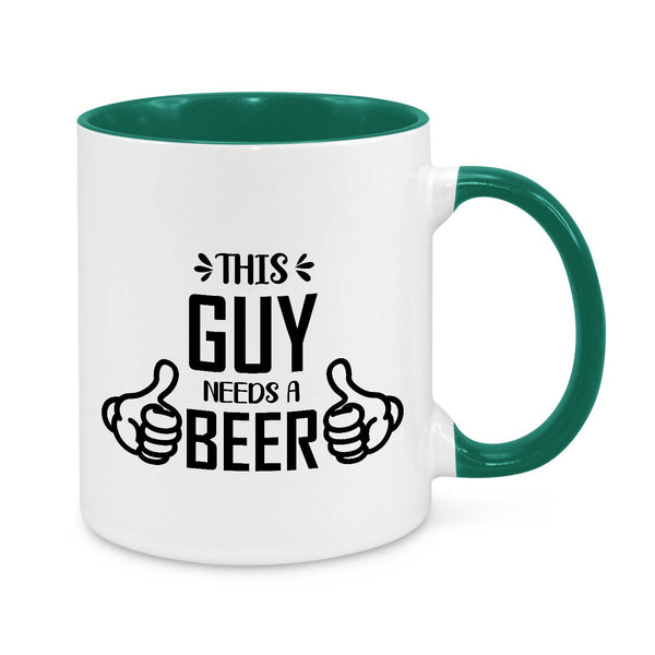 Funny Beer Lover Mug – "This Guy Needs a Beer" Coffee Cup | Humorous Gift for Men, Dads, and Beer Enthusiasts